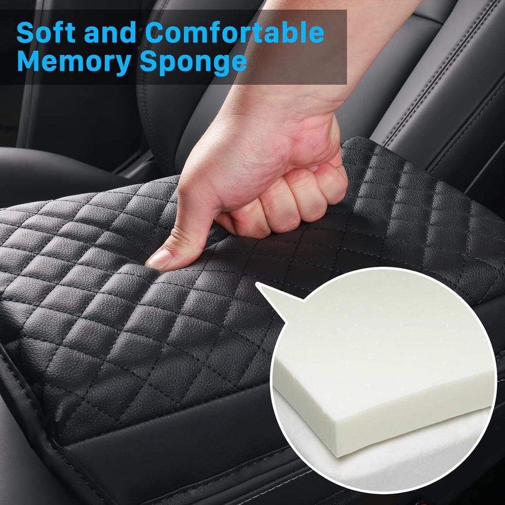 Carwiner Center Console Cover For -2026 Tesla Model 3 Model Y, PU Leather Armrest Box Cushion Protector Accessories