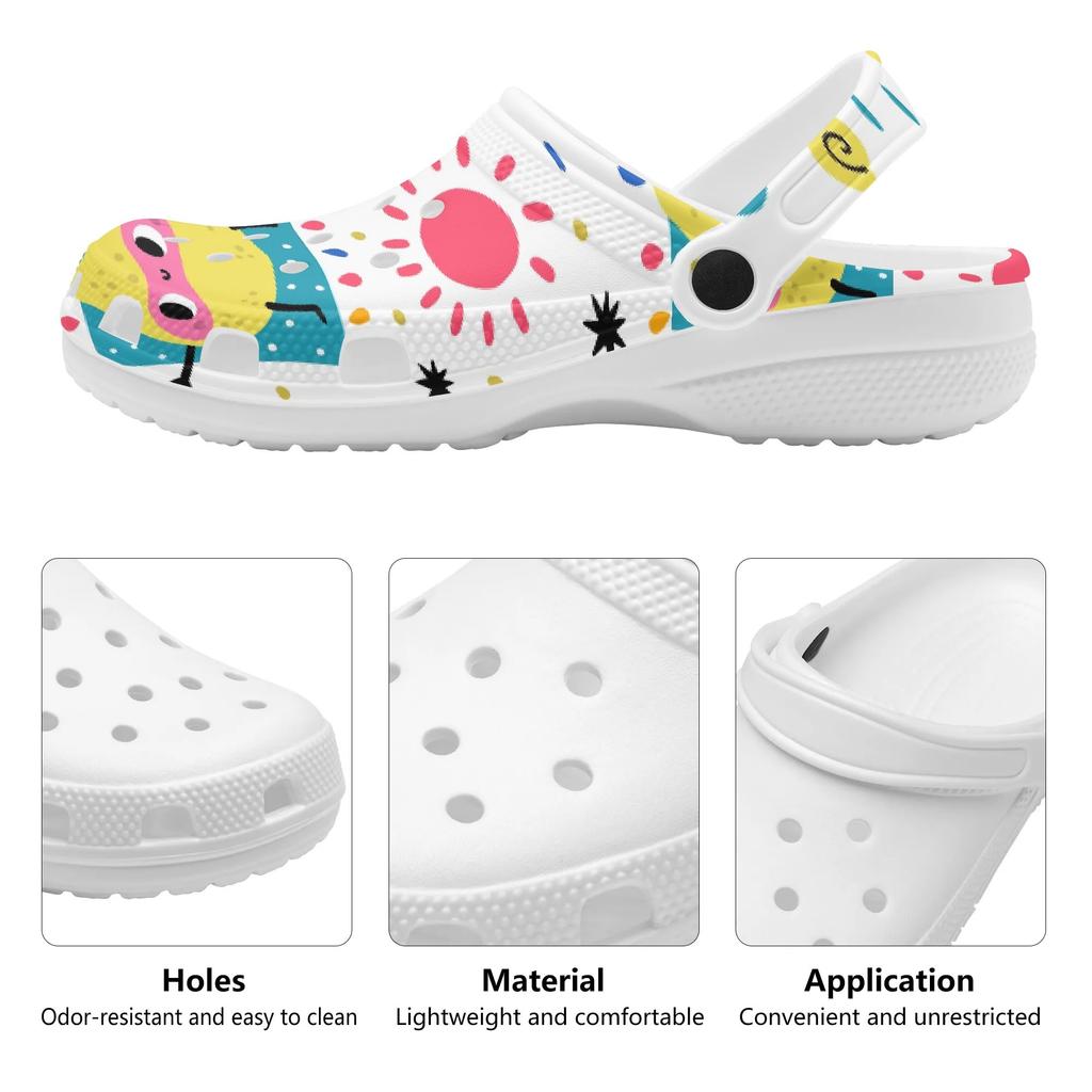Allover Printed EVA Clogs Sandals for Women Men Lightweight Soft Slip On Casual Slippers Soft Sole Summer Shoes Daily Comfort Wear
