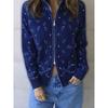 KOSY Knitted Stand Collar Zippers Cardigan Women's Casual Printed Full Sleeve Sweaters Spring New Female Fashion Knitwear
