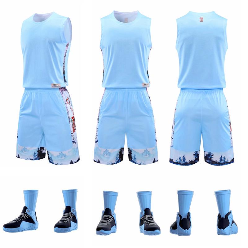 

Dragon Boat Basketball Uniform Set: Breathable Jersey Vest for Children and Adults 2XS светло-синий