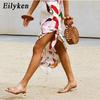 Fashion Eilyken Summer PVC Transparent Women Slipper Designer Crystal Heels Beach Sandals Square Toe Slides Shoes