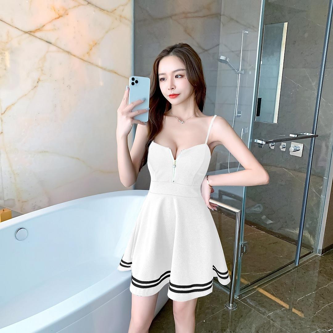 Sexy dress halter suspender skirt bar women s clothing thin waist a-word skirt work clothes S белый