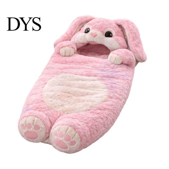 Childhood Atmosphere Bedding Plush Rabbit Envelope Sleeping Bag, Lop-eared Bunny Slumber Bag for Kids, Warm Quilted Sleep Sack Animal Nap Mat