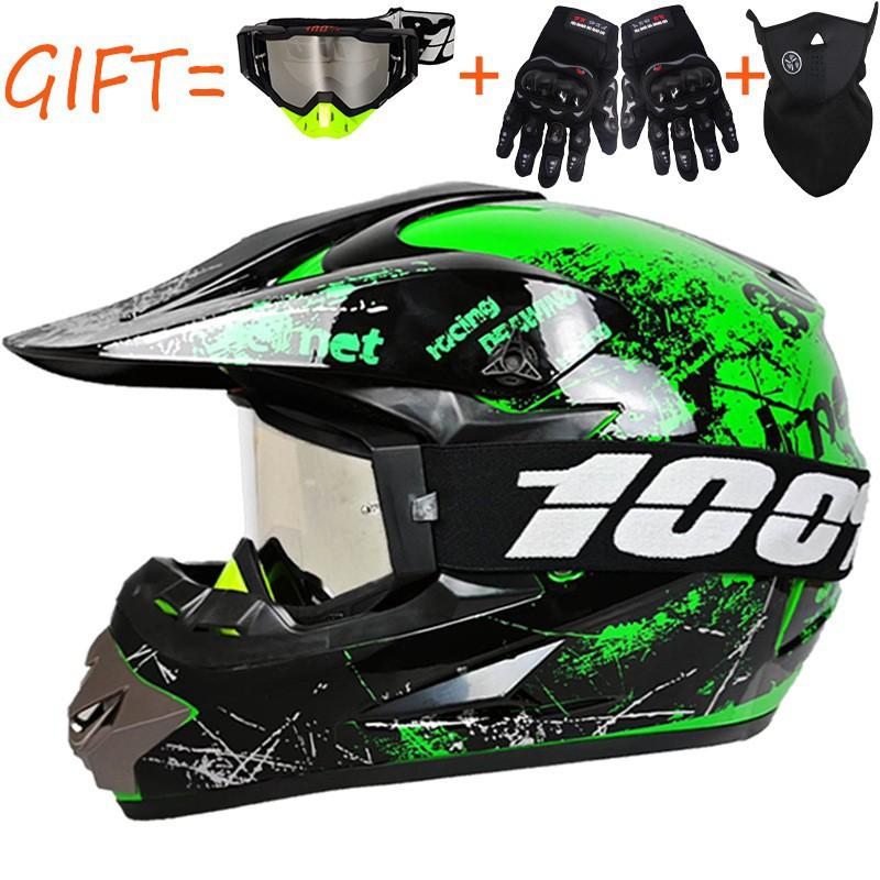 Equipped With 100% Goggles + Gloves Mask Off-road Helmet Mountain Biking Downhill Youth Go-kart