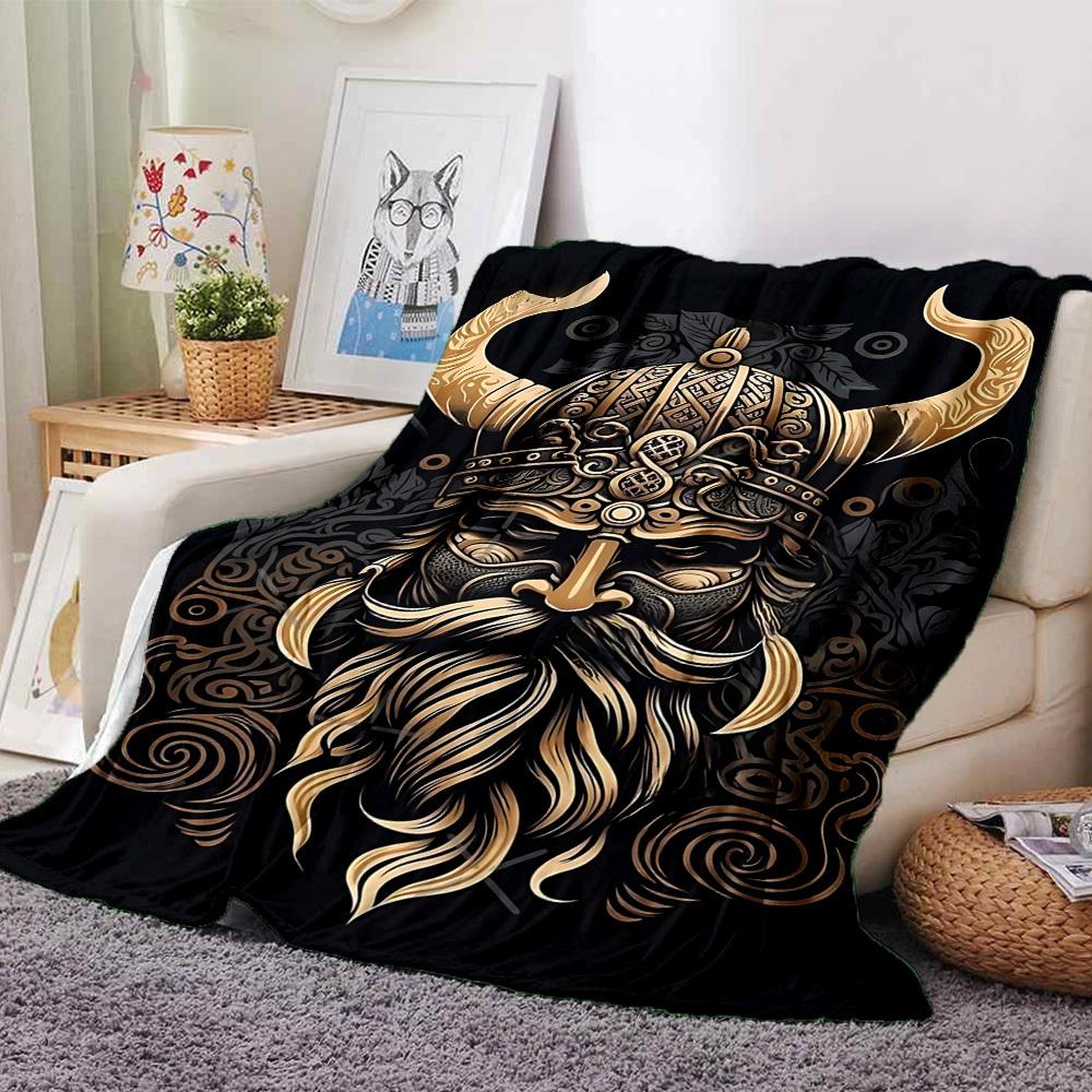 

1pc Viking helmet Soft Warm Throw Blanket Nap Blanket For Couch Sofa Office Bed Camping Travel,Comfortable 80cmx120cm