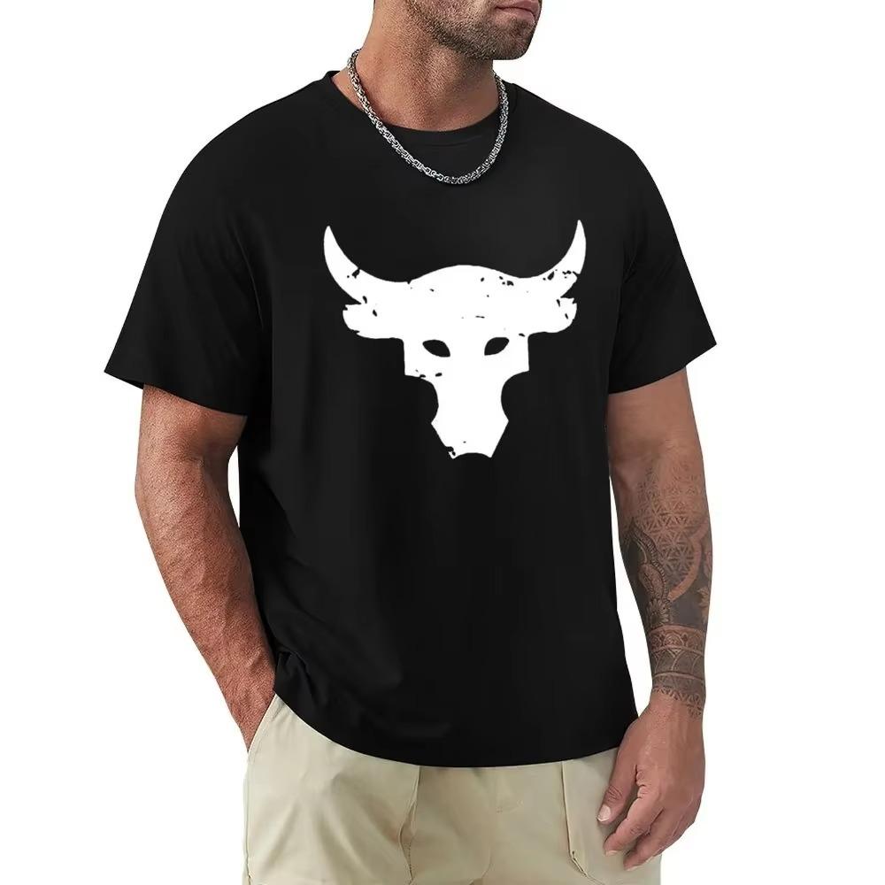 Dwayne Johnson Brahma Bull Tattoo Black T Shirt Cartoon T Shirt Men Unisex New Fashion Tshirt  Funny Tops