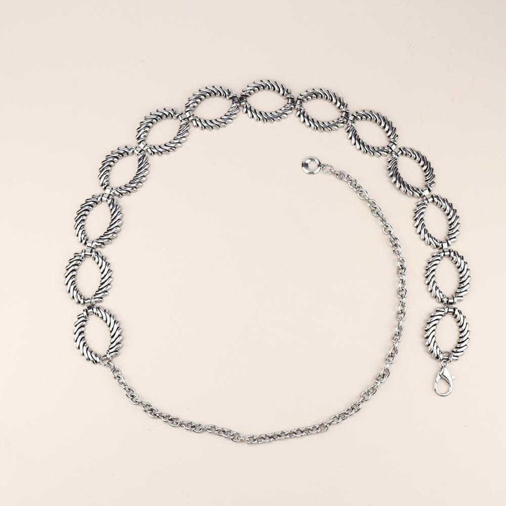 Waist Chain Women'S High Sense Women'S Retro Silver With Skirt Metal Chain Belt Waist Chain