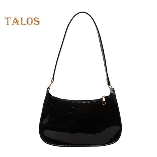 Ретро глянцевая сумка через плечо женская однотонная искусственная кожа подмышечная сумка повседневная сумка хобо водонепроницаемая сумка для повседневной жизни путешествий вечеринок чёрный 790₽