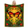Colorful Butterfly and Floral Pattern Blanket for Bedroom Decor Blanket, Suitable for Use In the Bedroom, Living Room, On the Sofa