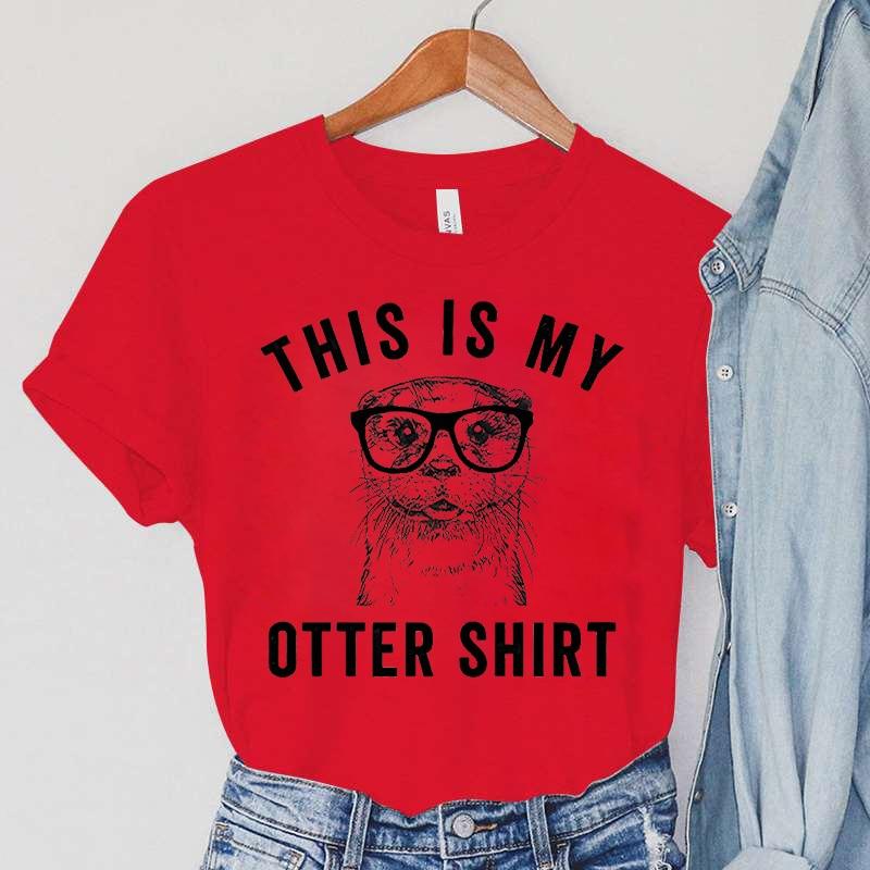 

Футболки с выдрами, женские топы в стиле Харадзюку с животными, летняя горячая распродажа, винтажные очки, женская одежда, рубашка This Is My Otter для женщин 6XL