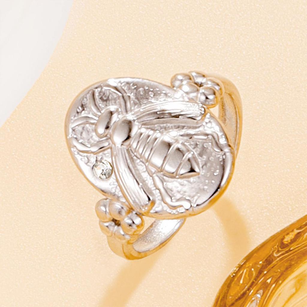 18K Gold Plated Bee Ring - Elegant Retro Stainless Steel Design