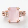 Huitan Graceful Rose Gold Color Engagement Ring with Pink Stone Shiny Cubic Zirconia Finger Accessories for Wedding Ceremony