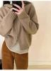 Women's Autumn/Winter Hooded Wool Knit Cardigan - Double Zipper Short Loose Sweater Coat