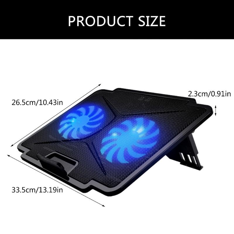 Laptop Coolers Large Size For Notebook Two USB LED Quiet Laptop Cooling Pad 6 Speed Adjustable Laptop Coolers Stand
