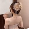 Peony Flower Grasping Clip Mesh Flower Hairgrips Temperament Hair Claw Clips  Women