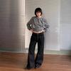 Large size American high street vibe straight jeans women's autumn new design sense loose and thin high-waisted floor pants