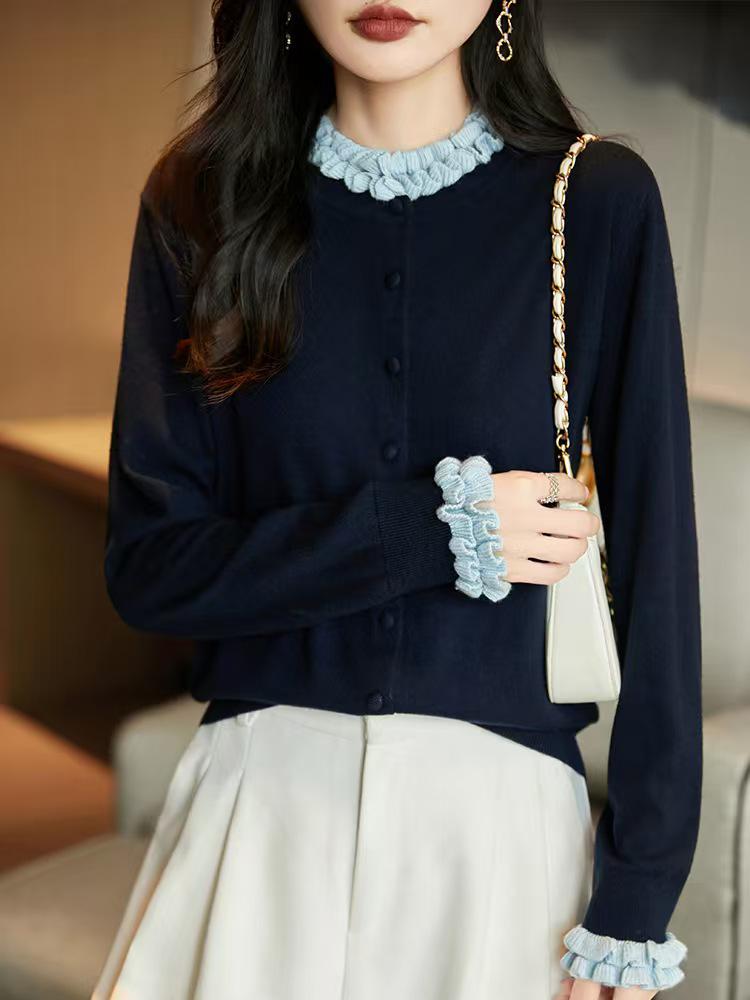 2025 Herbst Damen Schlankmachender Wollmischpullover mit Muschelkragen