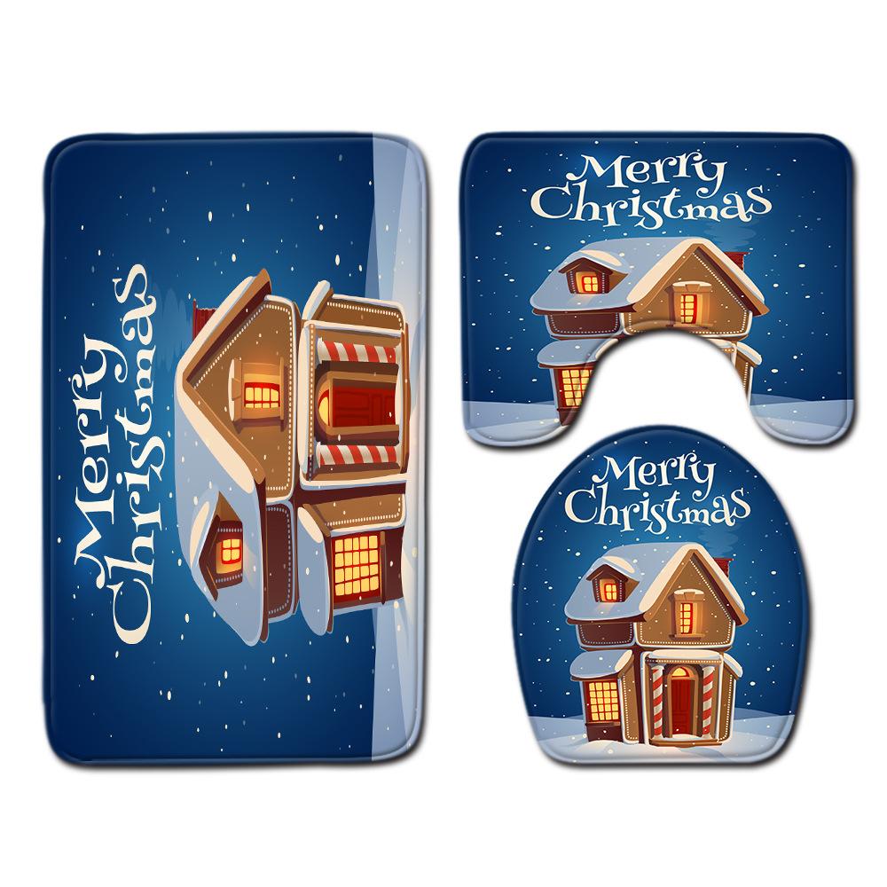 Christmas Bathroom Floor Mat Toilet Three-Piece Set