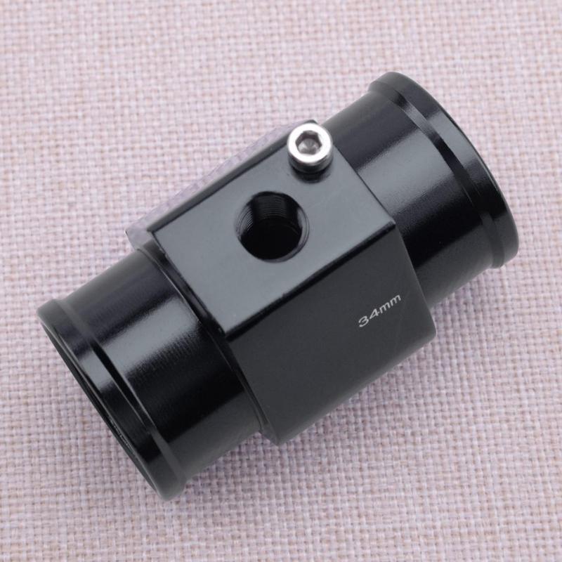 34mm Black Car Water Temp Temperature Joint Pipe Sensor Gauge Radiator Hose Adapter With Clamps