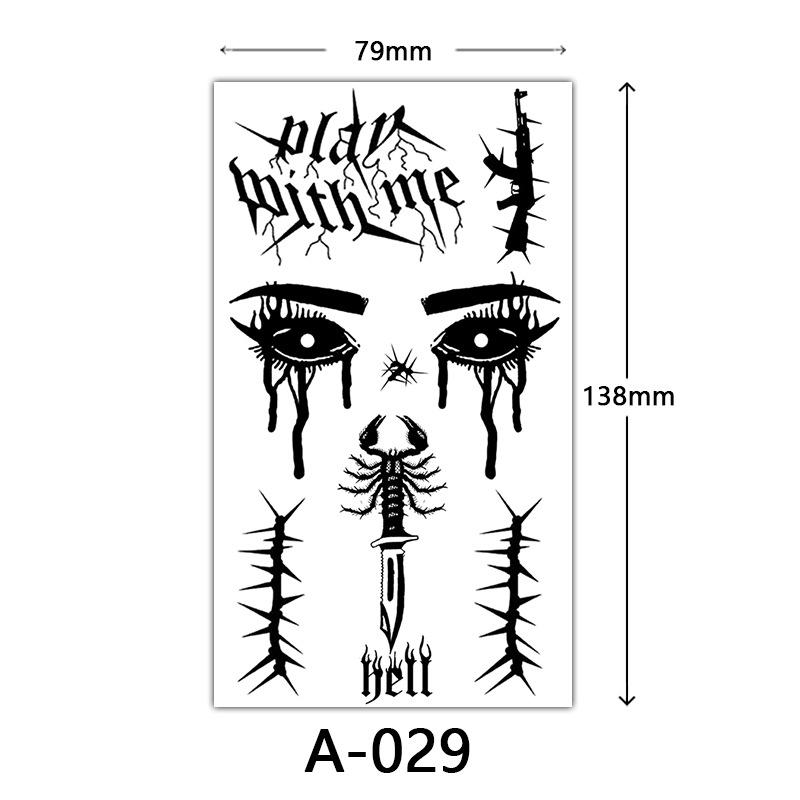 Halloween Tattoo Sticker, Skull Reaper Sickle, Black Bat Tombstone Pumpkin Tattoo