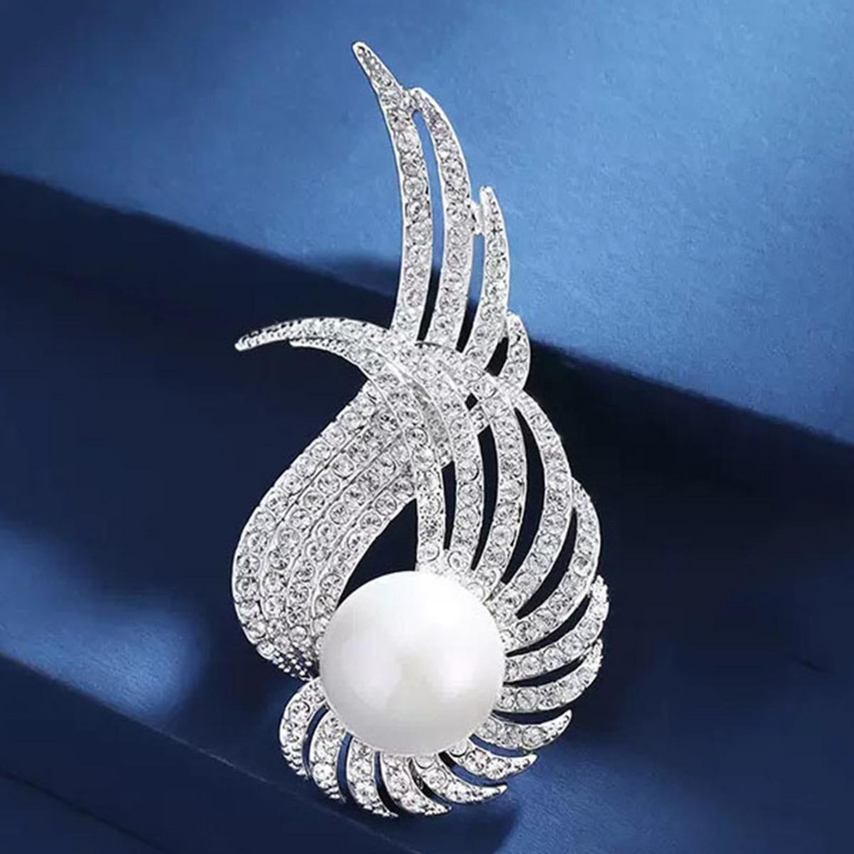 Angel Wings Pearl Feather Brooch High-End Female Pearl Corsage Design Sense Niche Suit Pin Temperament Accessories
