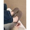Fleece Birkenstocks women's thick-soled half-towed fluffy slippers women wear a pedal bag head towing