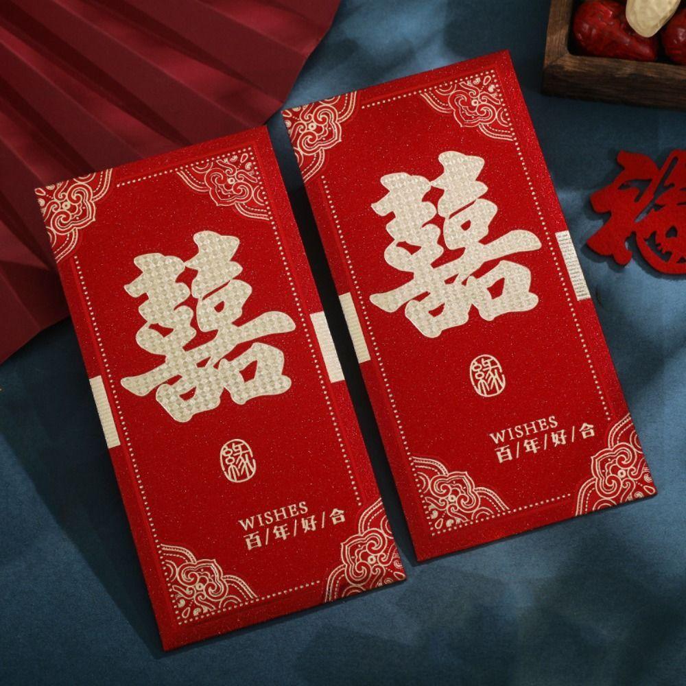 6PCS Red Pocket Luck Money Envelopes Vintage Money Pocket New Year Red Envelope Chinese New Year