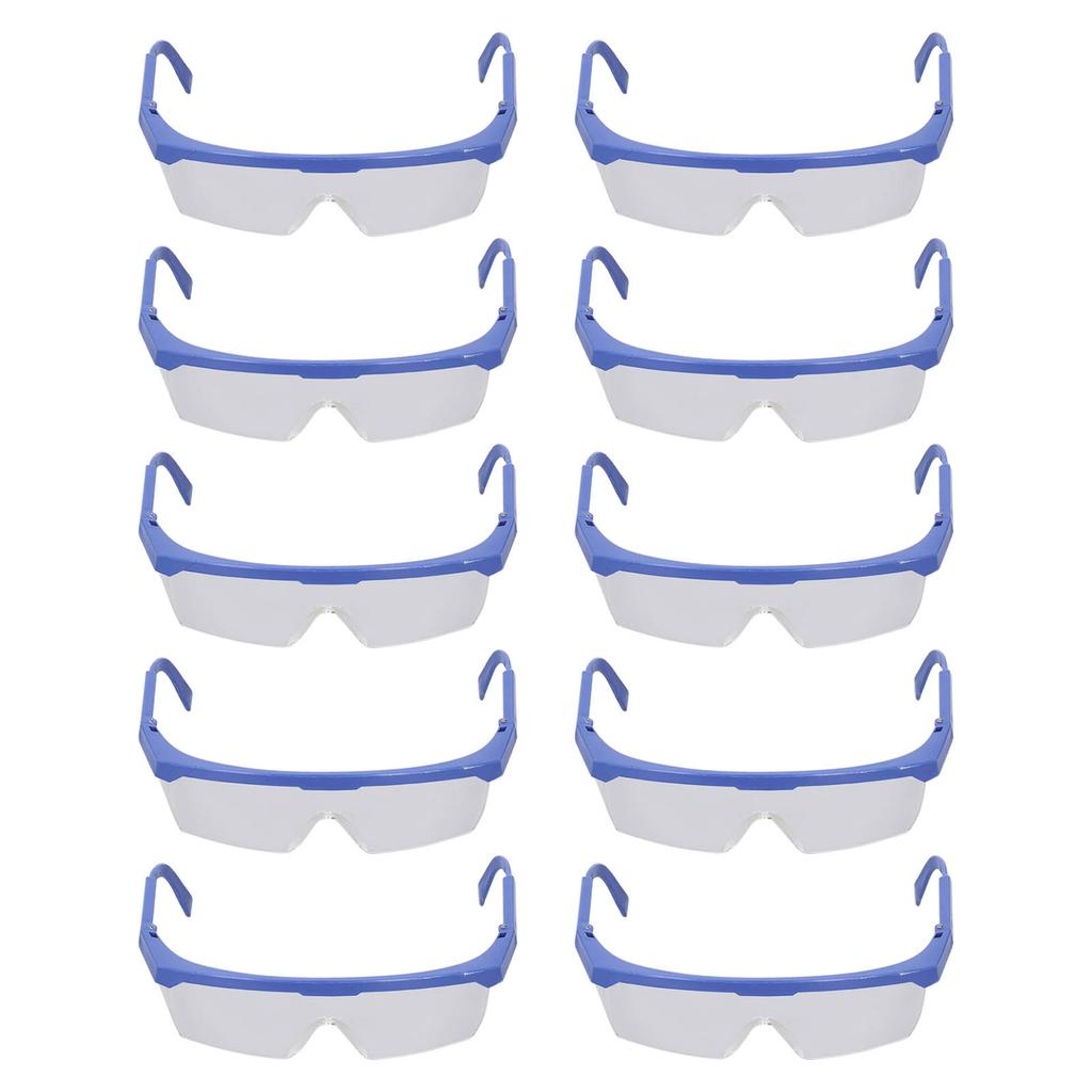 10Pcs Safety Goggles Plastic Protective Glasses Adjustable Eye Wear Set Kit for Laboratory