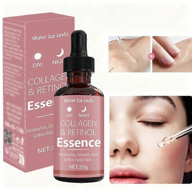 Retinol and Collagen Facial Essence, Anti- Aging Firm and Plump Face Serum, Reduce Fine Line, Day and Night Serum Wrinkle Reduction Essence liquid