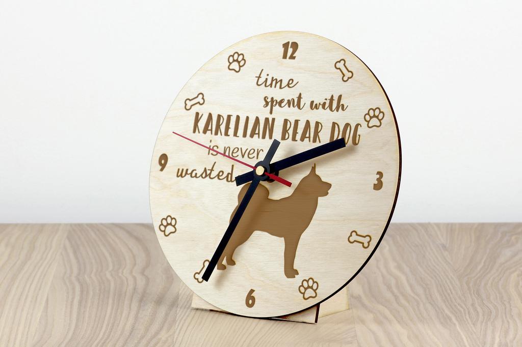 Karelian Bear Dog, Karjalankarhukoira - clock with dog, wooden clock with engraving, personalised clock by Art-Dog