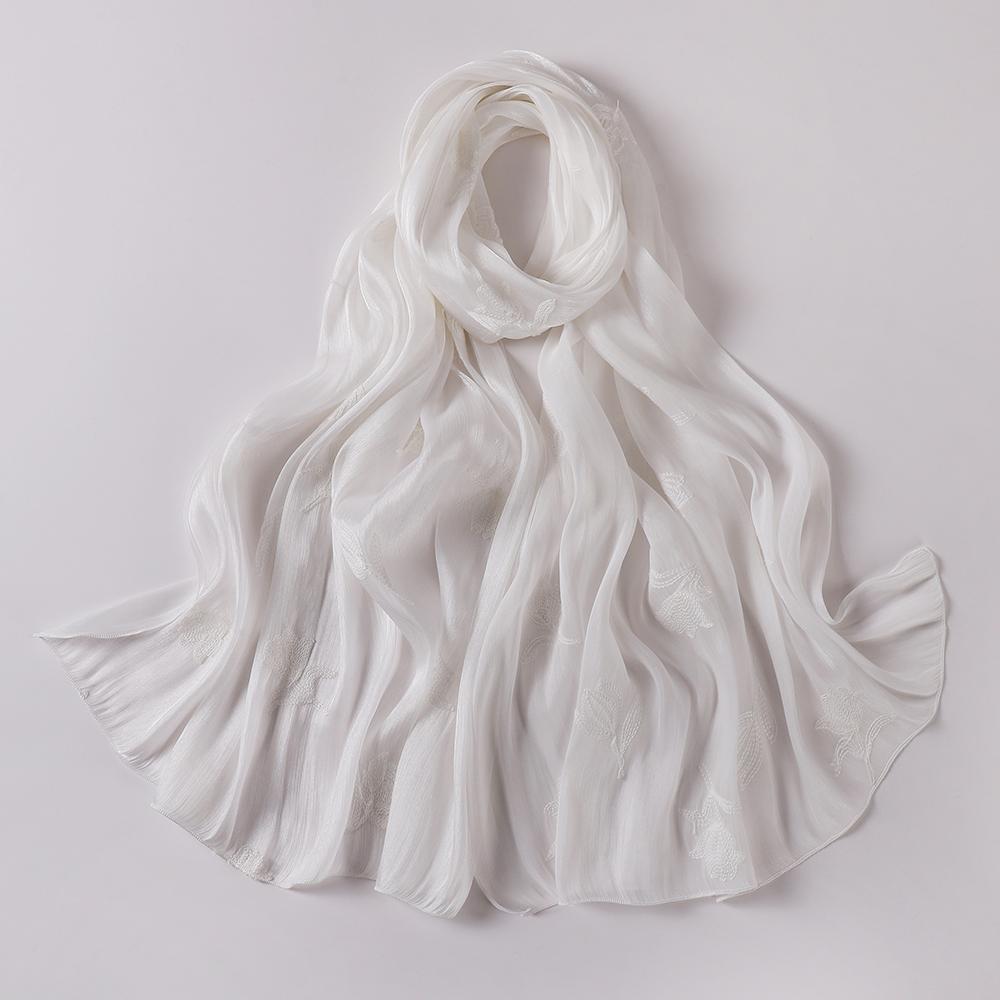 Embroidery Glitter Shimmer Hijab Shawl Pleated Glitter Chiffon Shawl Crinkle Flowy Plain Hijab Scarf белый