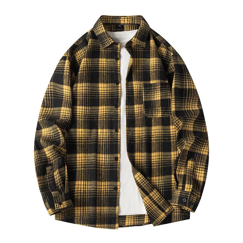 Männer Hemd Plaid Lose Straße Langarm Casual Shirt Schwarz Übergroßen Weiche Hemd Frühling Herbst