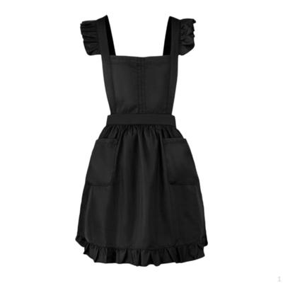 Maid Ruffle Retro Apron Cosplay Costume Restaurant Adjustable with Front Pockets