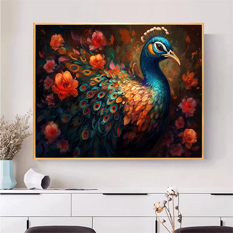 5d DIY Diamond Painting Cross Stitch Colorful Peacock Animal Flowers Diamond Embroidery Mosaic Full Round Drill Home Decor Arts