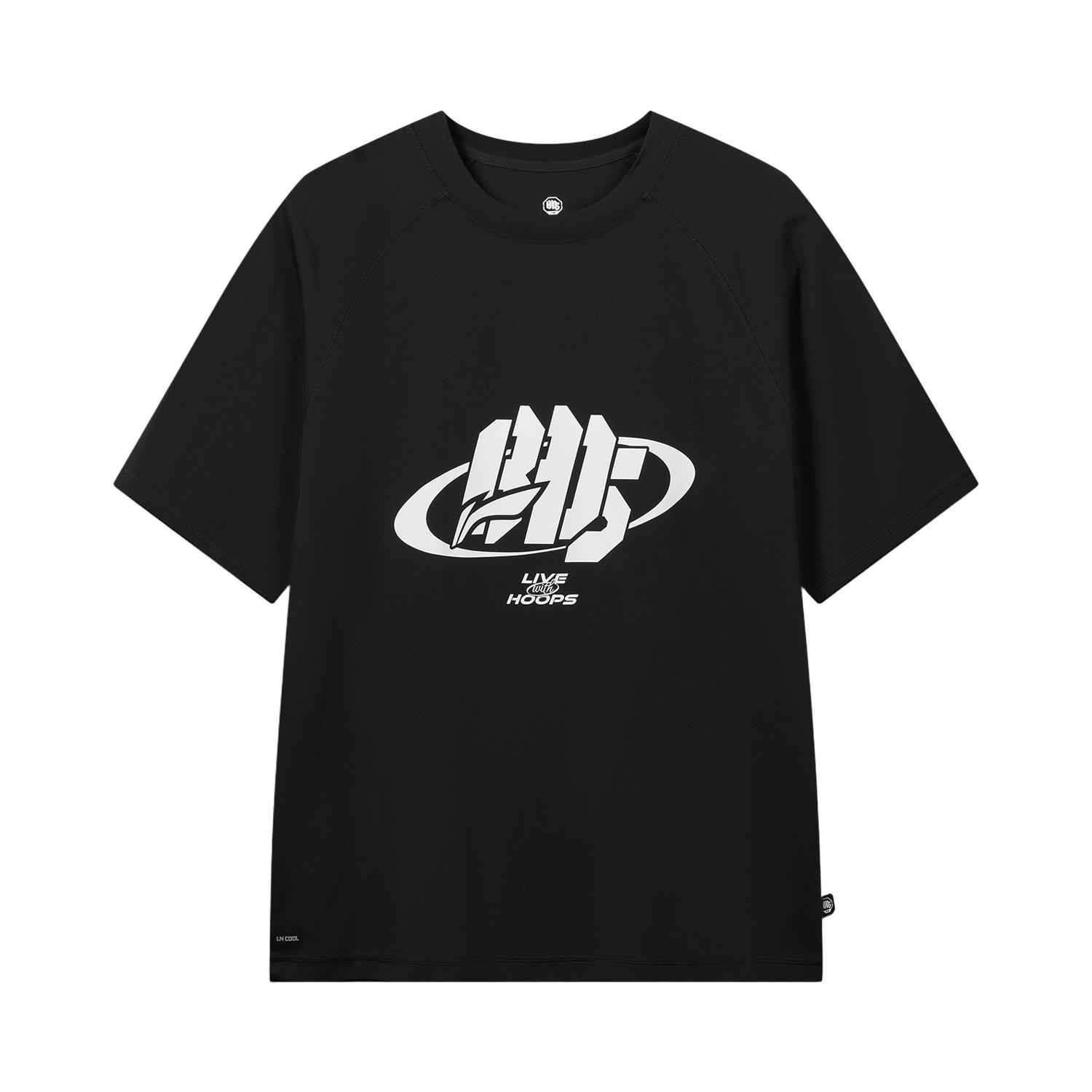 Li Ning BADFIVE T Shirts Men s Black Crew Neck Moderate ATSW381-1 3XL