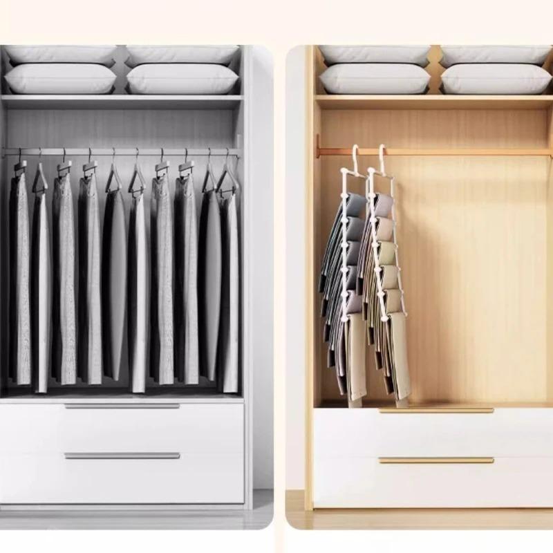 Foldable Pants Hanger Multi Layer Non Slip Clips Space Saving Closet Organizer for Trousers Storage Collapsible Hanging System