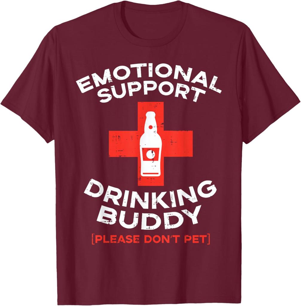 Emotional Support Drinking Buddy Beer Graphic TShirt Funny Gift Casual Cotton Tee