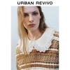 UR 2025 Spring Women's Vintage Adan Style Contrast Texture Knit Sweater