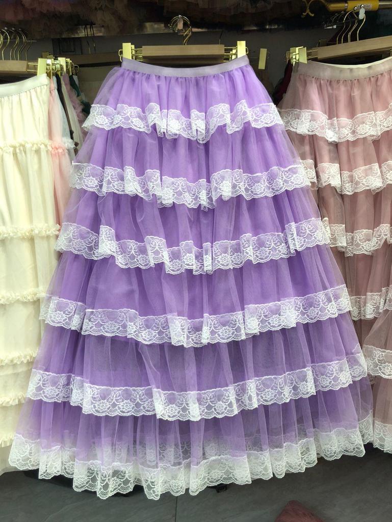 New French Princess Layered Lace Puffy Cake Skirt