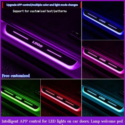 Customized Car Door Sill Light Logo Projector Lamp Power Moving LED Welcome Pedal  Scuff Plate Pedal APP Control