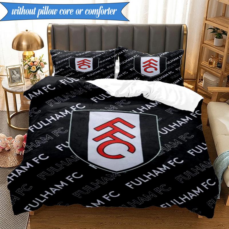 3PCS Fulham F.C Printed Soft Bedding Set,Including 1pc Duvet Cover And 2pcs Pillowcases Perfect for Bedroom, Dormitory, Fan gift