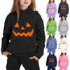 Kids Hoodie Halloween Pumpkin Face Sweatshirt Long Sleeve Pullover Top Lightweight Casual Wear for Boys Girls