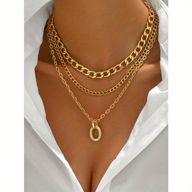 

Преувеличенное многослойное металлическое ожерелье-цепочка с подвеской, европейская и американская мода, панк, персонализированные украшения one-size золотой