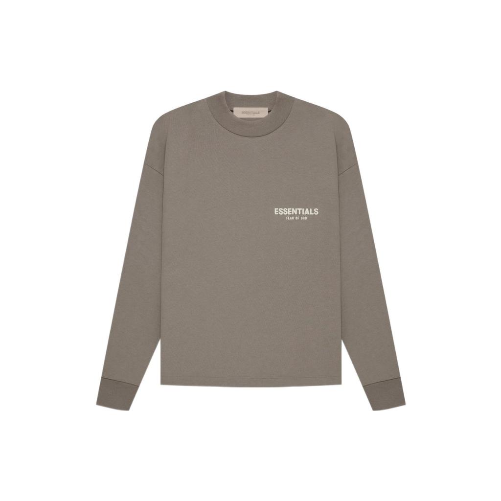 Fear of God Essentials Long Sleeve Tee with Velvet Chest Logo Unisex Tops Desert-Taupe FOG-SS22-462