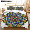 Bohemian Lotus King Queen Duvet Cover Boho Mandala Bedding Set For Kids Teens Adults Exotic Flowers 2/3Pcs Polyester Quilt Cover