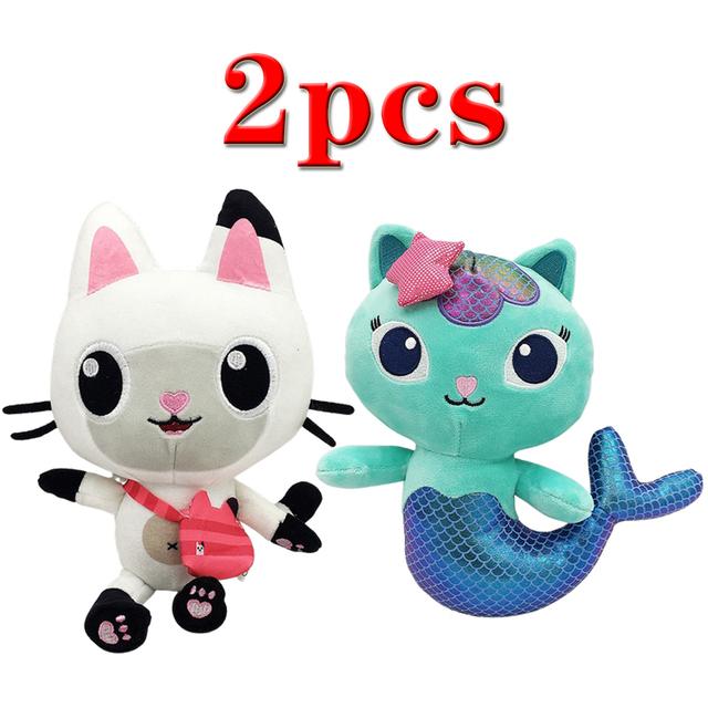 25cm 7-teiliges Gabby's Puppenhaus Plüschtier Zeichentrick-Stofftier Meerjungfrauenkatze Meerjungfrauen-Plüschpuppe Weihnachtsgeschenk für Kinder