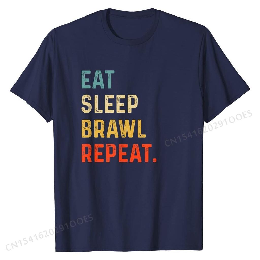 Eat Sleep Brawl Repeat Gamer T-Shirt Latest Casual T Shirts Cotton Men Tops Shirts Casual
