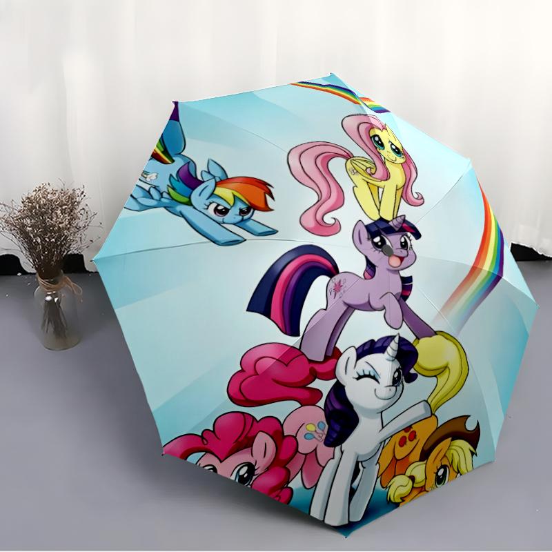 Little Pony Fashionable Automatic Opening/Closing Folding Umbrella. Portable and Foldable, Ideal for Gift, Travel, and Daily Use.