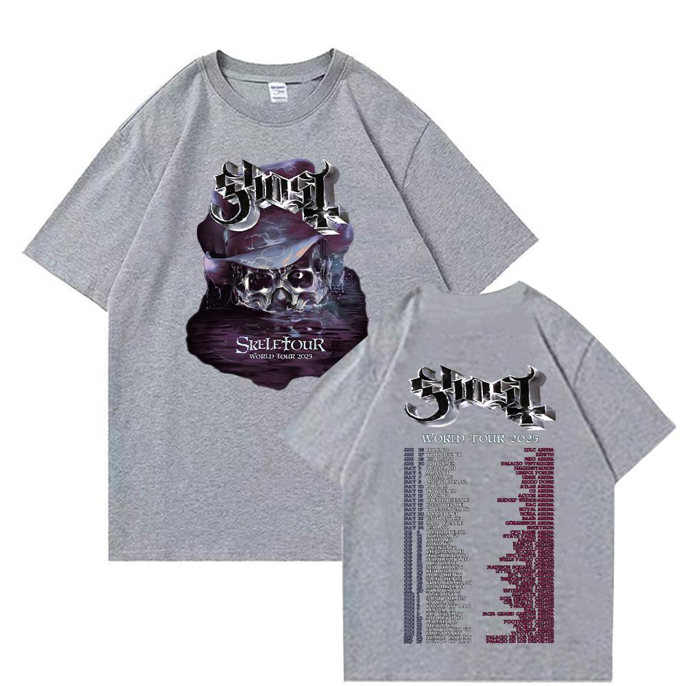 Ghost Band World Tour Nová trička Vintage oboustranné bavlněné tričko Gothic Rock Tees Letní móda Unisex ležérní oblečení Topy