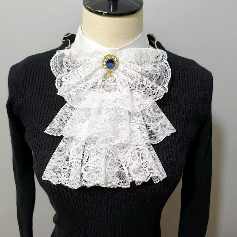 1Pc Small Collar With Gemstone Scarf Elegant Palace Ralph Collar Vintage Lace Decorative Collar Fake Collar Palace Lapel